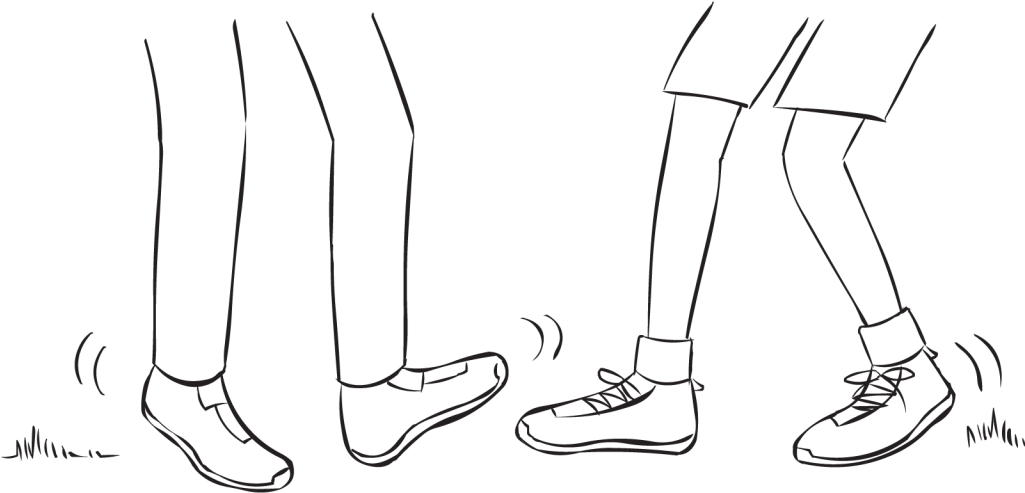 Back Two People Trying To Tag Each Others Feet In Fun - Line Art (1024x768), Png Download