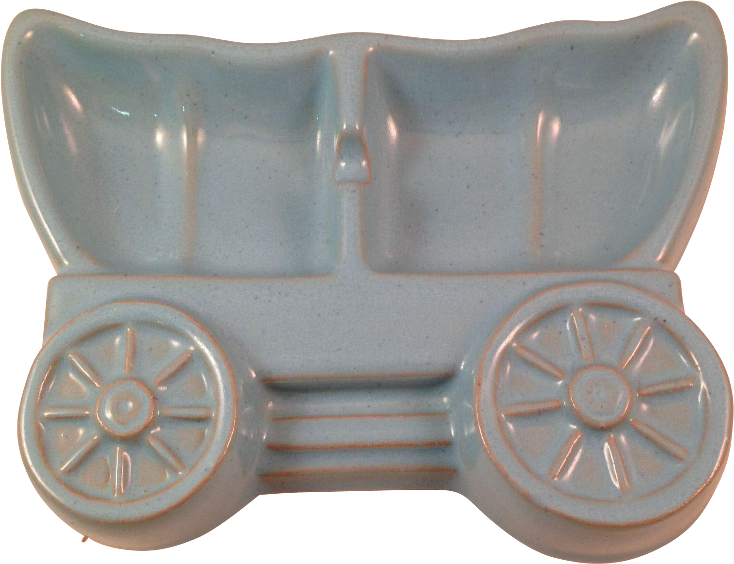 Vintage Frankoma Pottery Covered Wagon Sky Blue Ashtray - Ceramic (1512x1512), Png Download