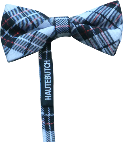 Hautebutch Gray White And Russet Striped Bow Tie - Tartan (457x613), Png Download