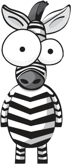 Zebra Blackandwhite - Cartoon Zebras With Big Eyes (240x555), Png Download