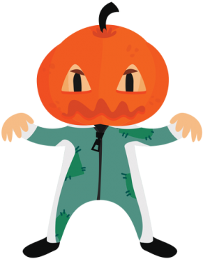 Halloween Cartoon Costume Pumpkin Transparent Png - Halloween Cartoon Characters Transparent (400x400), Png Download