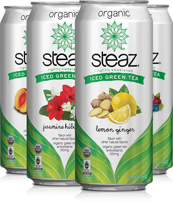 Cans - Steaz Organic Green Tea Lemon Ginger (566x664), Png Download