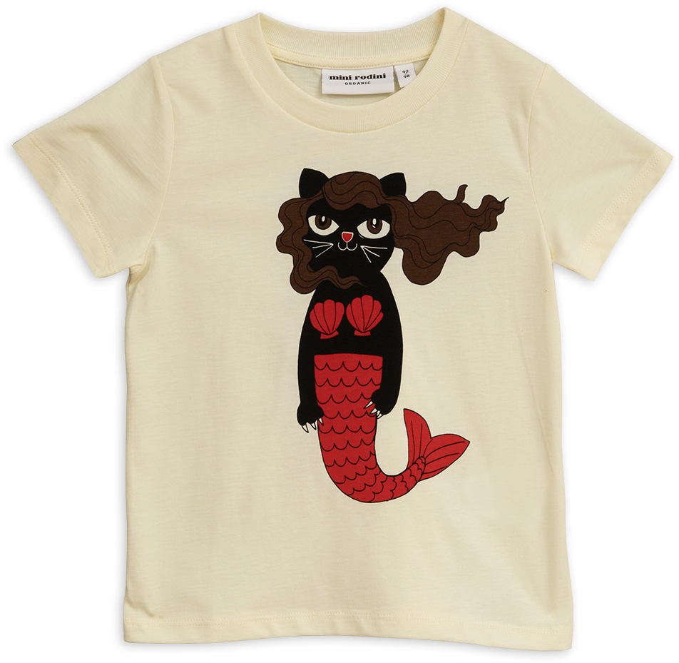 Cat Mermaid T-shirt - T-shirt (1100x1430), Png Download