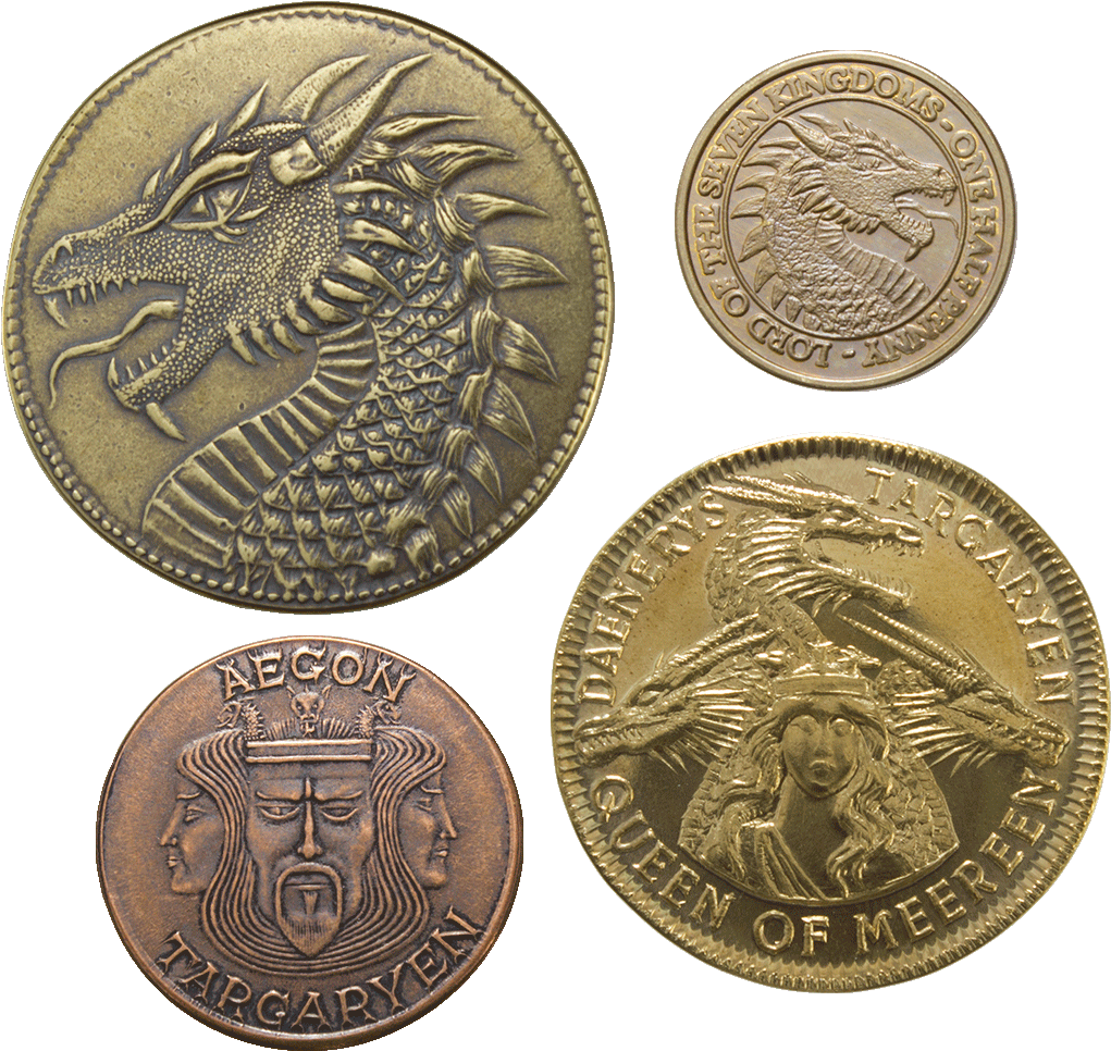 House Targaryen Set Of Four Coins - George Rr Martin Coins (1024x1024), Png Download