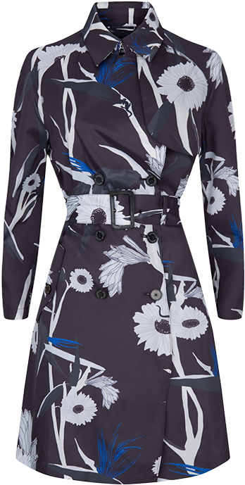 Selina Print Trench Coat - Trench Coat (584x764), Png Download
