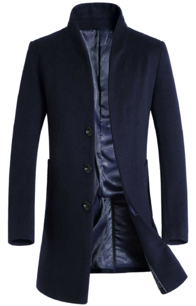 Trench Coat Download Transparent Png Image - Stand Collar Single Breasted Wool Blend Coat (600x600), Png Download