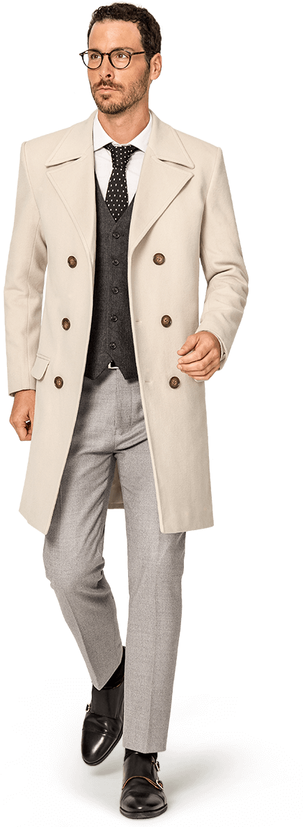 Double Breasted Coat - Manteau Hockerty (550x1188), Png Download