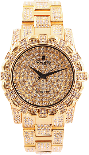Clarkford Heavy Stone Work Chain Watch Golden - Rolex (475x510), Png Download