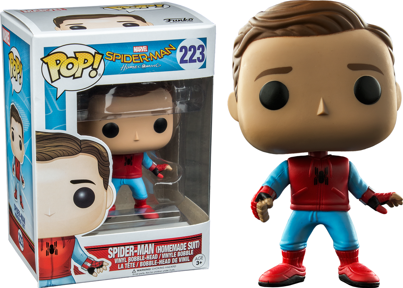 Spider Man Homecoming Spider-man Homemade Suit Unmasked - Funko Pop Spiderman Homecoming (1300x931), Png Download