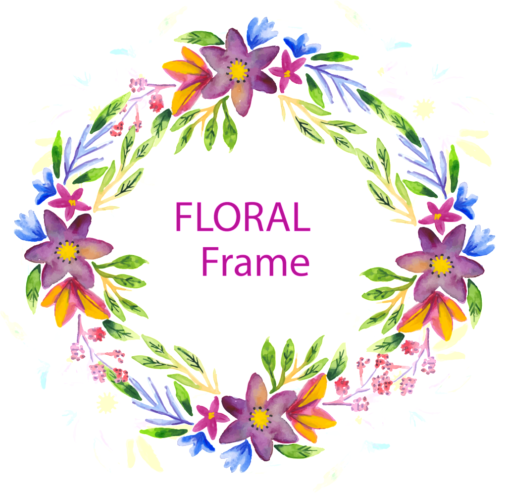 Colorful Bright Colored Flowers Hand Drawn Garland - Flower (1024x995), Png Download