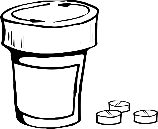 Line Art Pill Bottle (600x492), Png Download