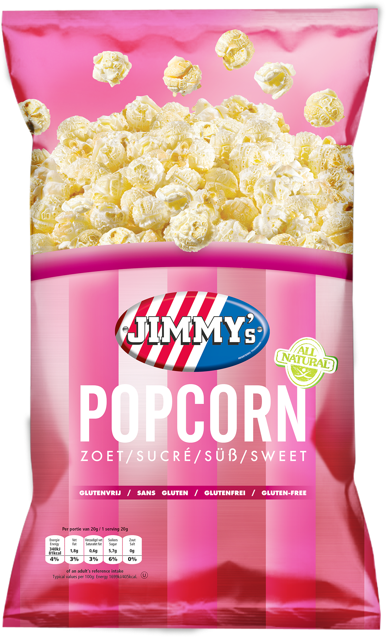 Family Bag Sweet Popcorn - Jimmy's Popcorn Sweet (1482x2157), Png Download