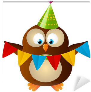 Cute Birthday Owl With Party Flags Wall Mural • Pixers® - Geburtstag Eule Clipart (400x400), Png Download