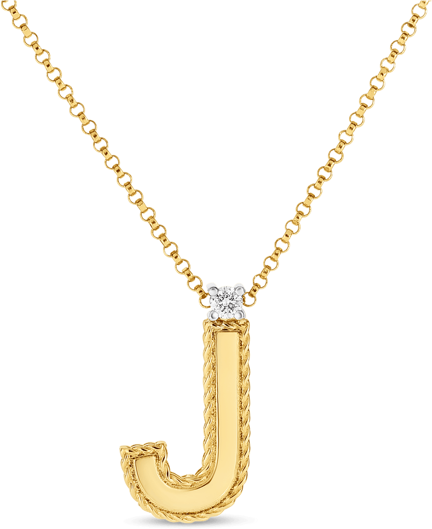 Roberto Coin 18k Yellow Gold Block Letter Pendant - Pendant (1600x1600), Png Download