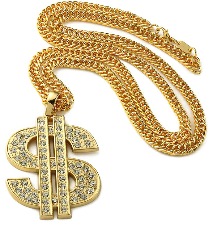 Download Hd Thug Life Dollar Gold Chain Png Photo Big Dollar Sign Necklace Transparent Png Image Nicepng Com