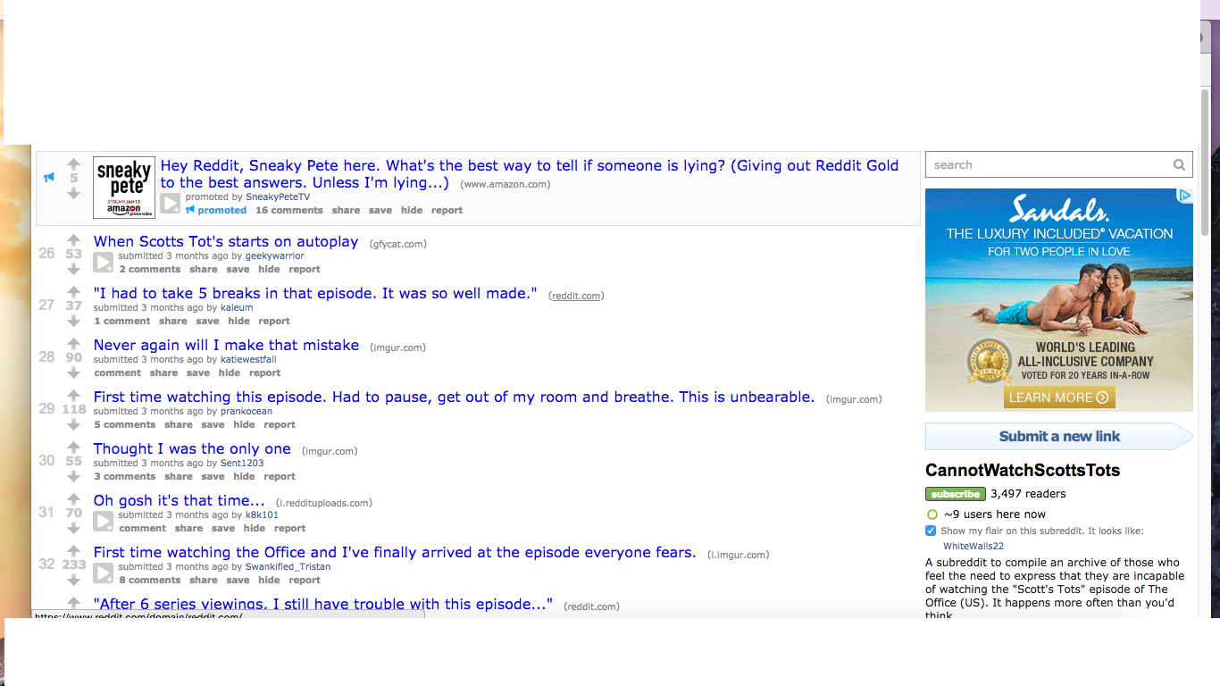 The Ad On /r/cannotwatchscottstots Sidebar - Office Episodes For Every Mood (1366x768), Png Download