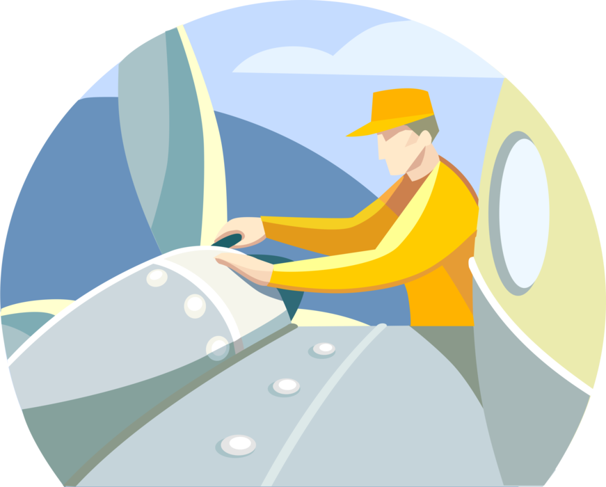 Vector Illustration Of Aircraft Maintenance Technician - Illustration (871x700), Png Download