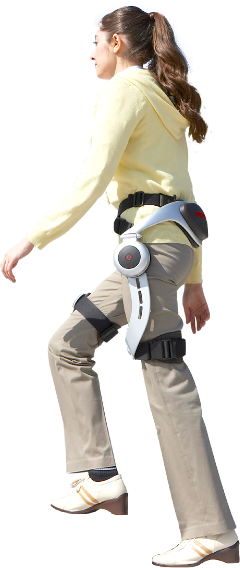 A Woman Walking Up Some Outdoor Stairs, Assisted By - Cosplay (812x1922), Png Download