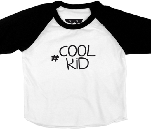 Hashtag Cool Kid Tee - Raglan Sleeve (516x600), Png Download
