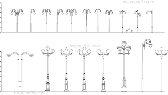 Street Lights Dwg - Street Lights Cad Blocks (540x380), Png Download