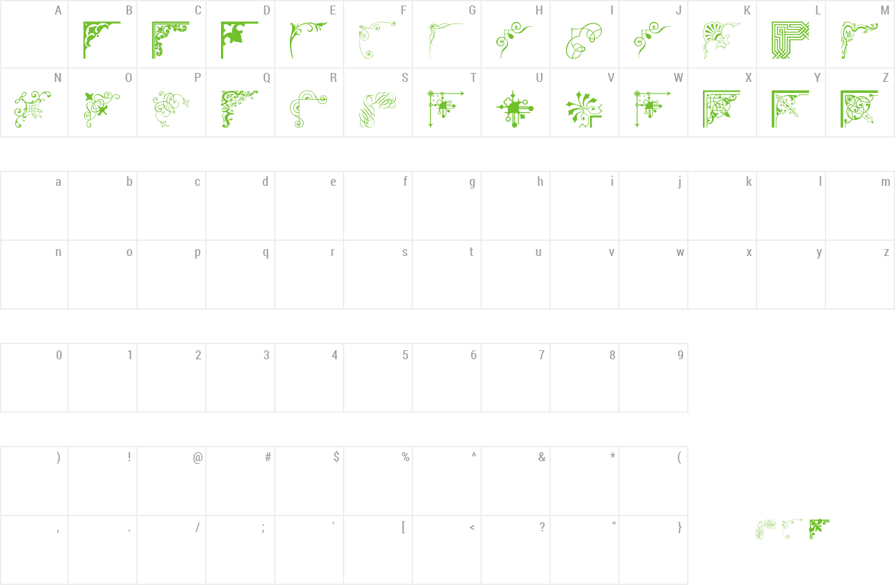 Font Vintage Decorative Corner 36 Preview - Font (1300x850), Png Download