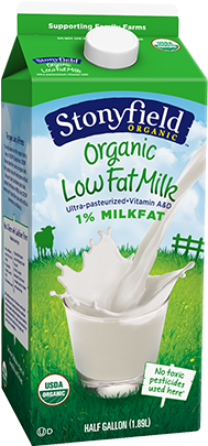 Low Fat 1% Milk Half Gallon - Stonyfield Organic Milk (500x500), Png Download