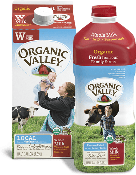 Milk - Organic Valley Ultra Pasteurized Whole Milk - 0.5 Gal (460x620), Png Download