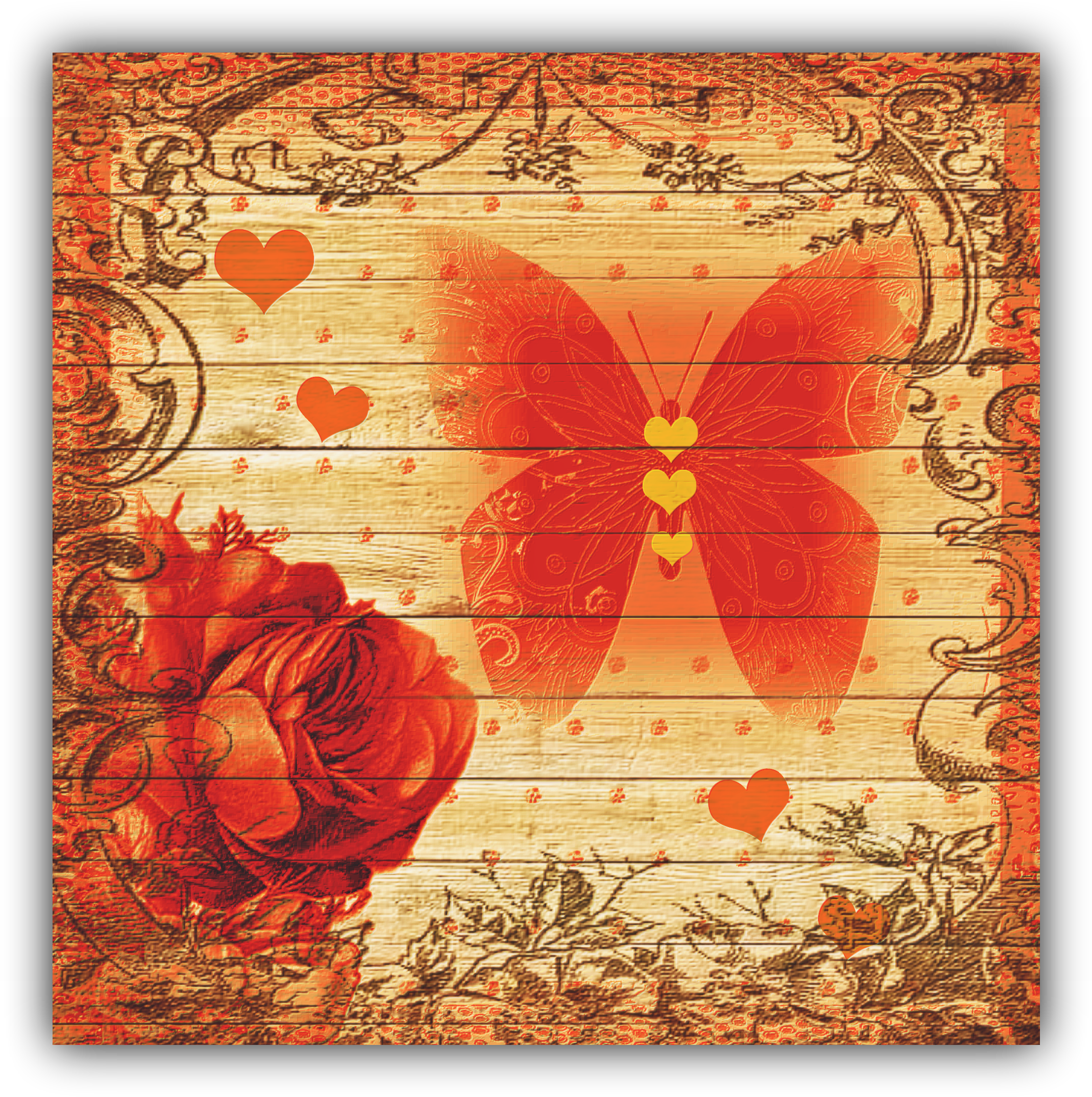 #colorchallenge Mon Red / Exotic Red Butterfly Art - Blank Recipe Books (2167x2176), Png Download