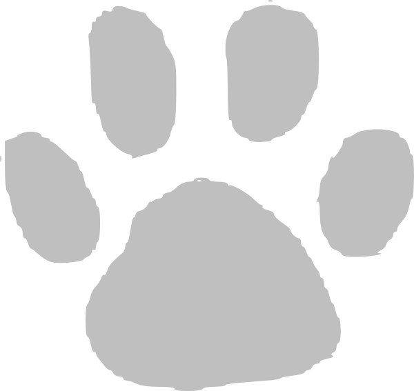 Gray Clipart Paw Print - Paw Print Clip Art Gray (600x567), Png Download