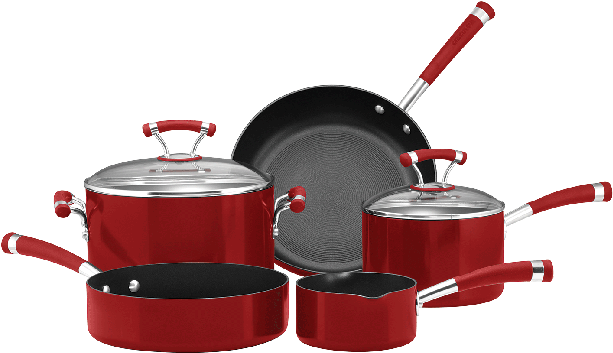 Circulon Contempo 5 Cookware Set Red - Circulon Contempo 5 Cookware Set Red With Free Knife (650x650), Png Download