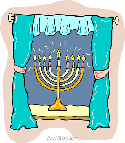 Jewish Religion Menorah Royalty Free Vector Clip Art - Hanukkah (422x480), Png Download