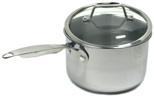Stainless Steel Saucepan With Glass Lid - Steel (700x570), Png Download