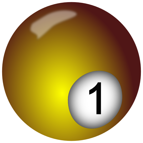 Billiard Ball Yellow Clip Art - Gambar Angka Bola Billiard 1 (600x600), Png Download