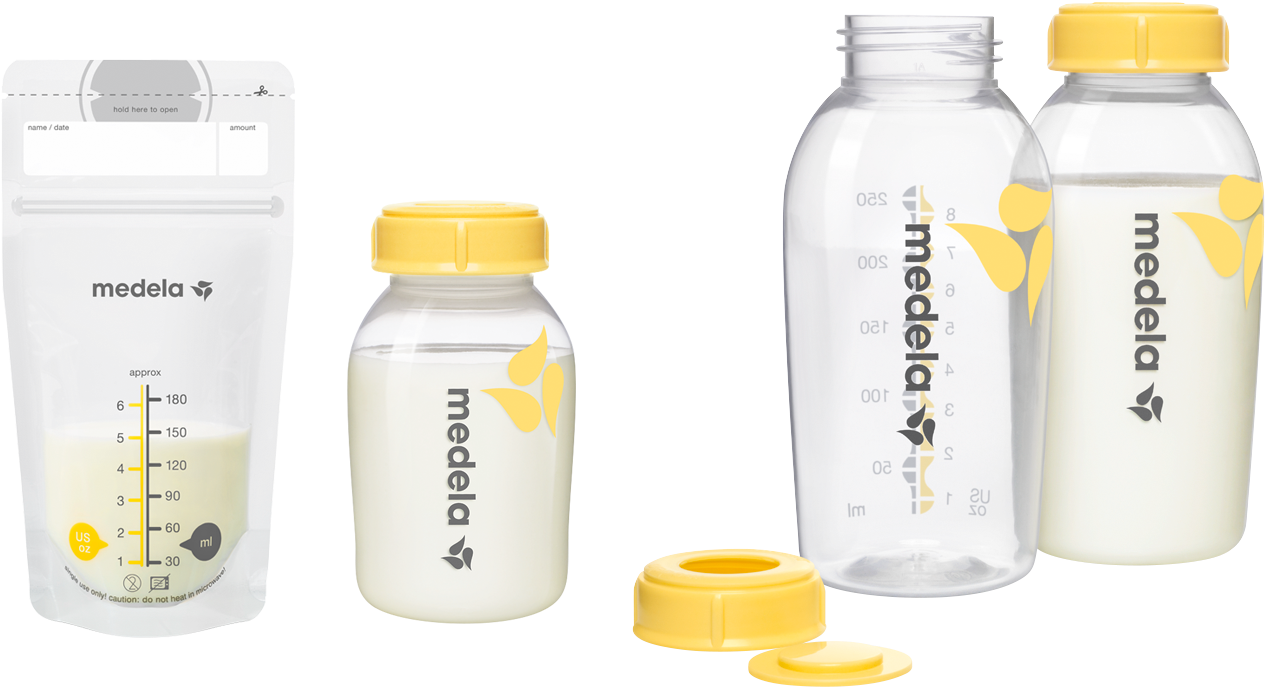 Breast Milk Collecting - Medela Bottle-feeding Bottle Breast Milk 250 Ml For (1400x737), Png Download