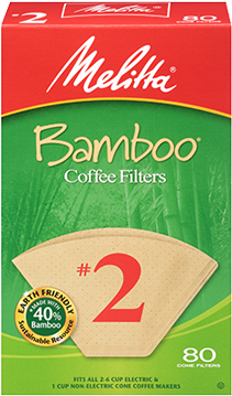 #2 Cone Bamboo Filter Paper - Melitta Bamboo Coffee Filters (400x400), Png Download