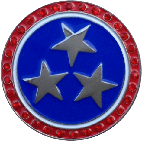 Patriotic Stars Ball Marker & Hat Clip With Crystals - Readygolf - Patriotic Stars Ball Marker & Hat Clip (498x500), Png Download
