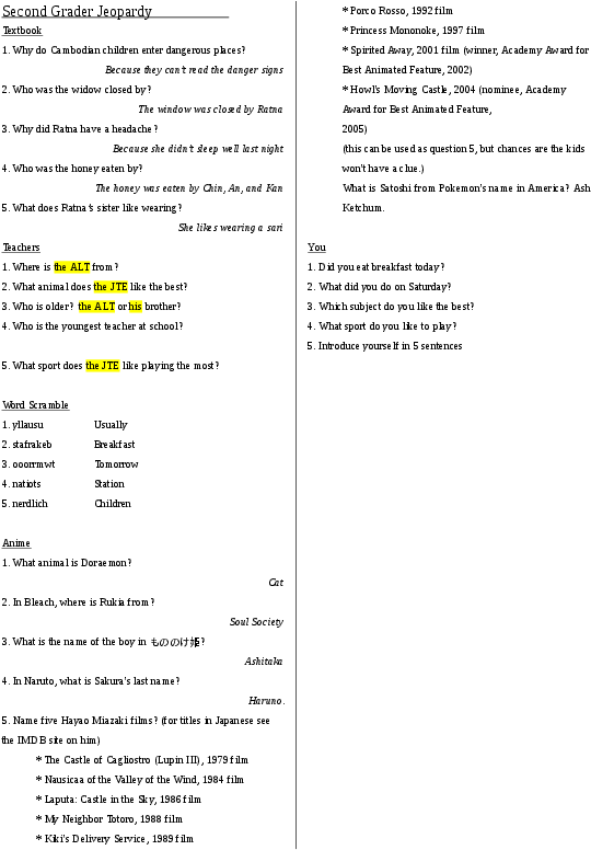 Jeopardy 2nd Grade - Mathematics (595x842), Png Download