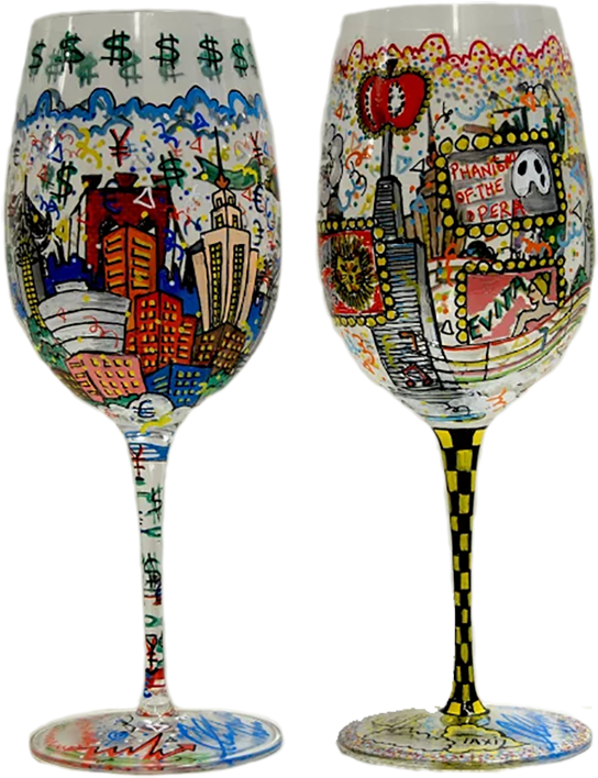 Financial Broadway Wine Glasses Fazzino - New York City Wine Glasses (600x777), Png Download