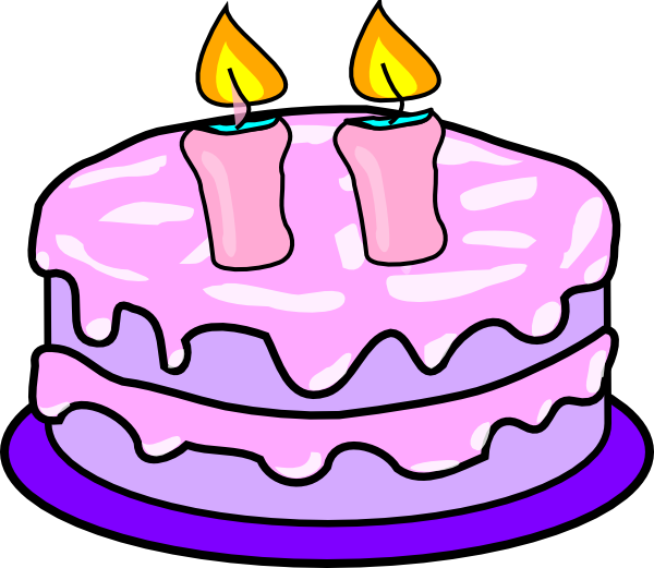 Birthday Cake Clipart Candle - Birthday Cake Two Candles (600x521), Png Download
