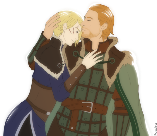 King And Queen Of Ferelden - Cartoon (537x479), Png Download