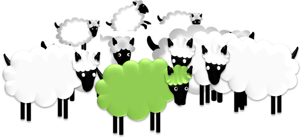 I Am The Green Sheep - Sheeps Clipart (1042x479), Png Download