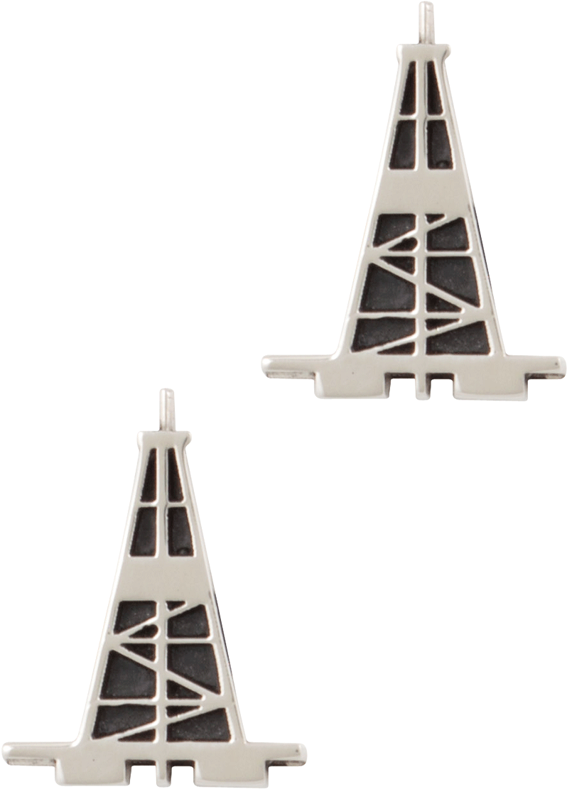 Pinto Ranch Oil Derrick Silver Cufflinks - Pinto Ranch (544x800), Png Download