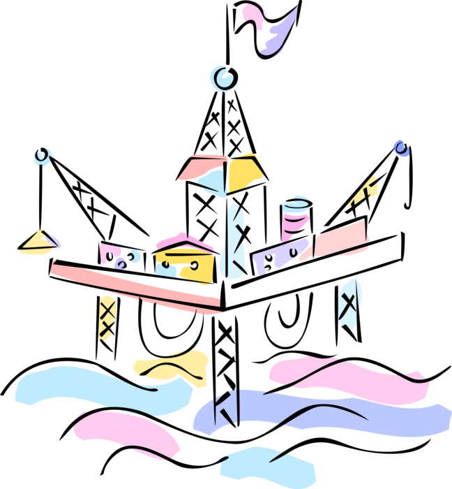 Vector Illustration Of Offshore Petroleum Fossil Fuel - Petroleum (648x700), Png Download