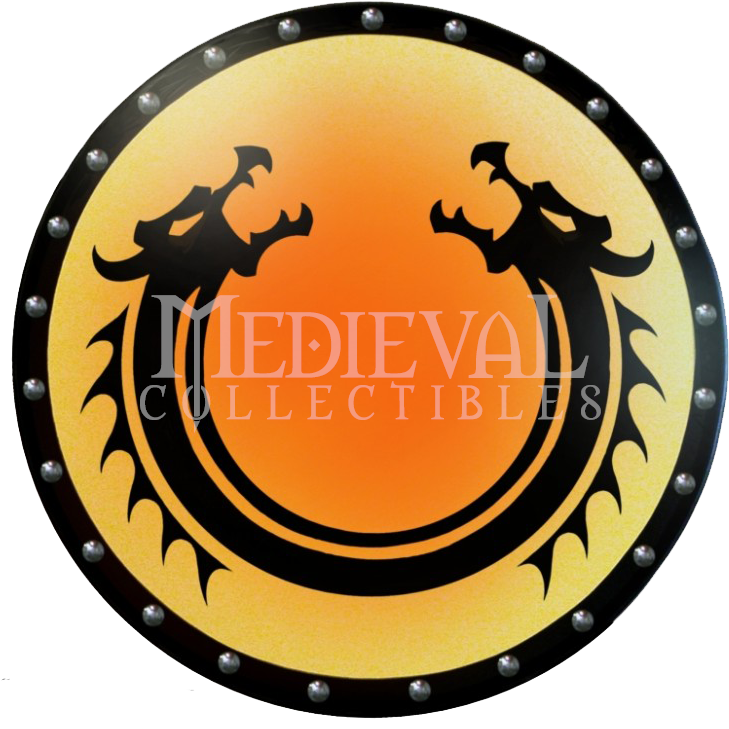 Round Viking Dragon Wooden Shield - Viking Shield Dragon Design (768x768), Png Download