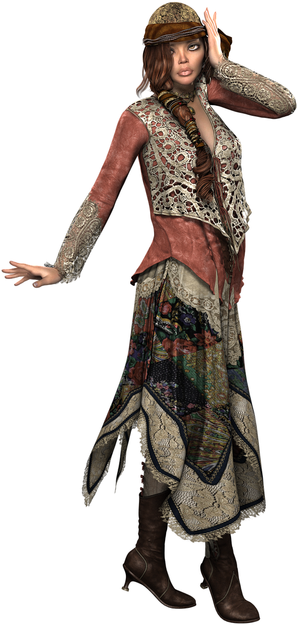 Boho Fashion Girl (989x1280), Png Download