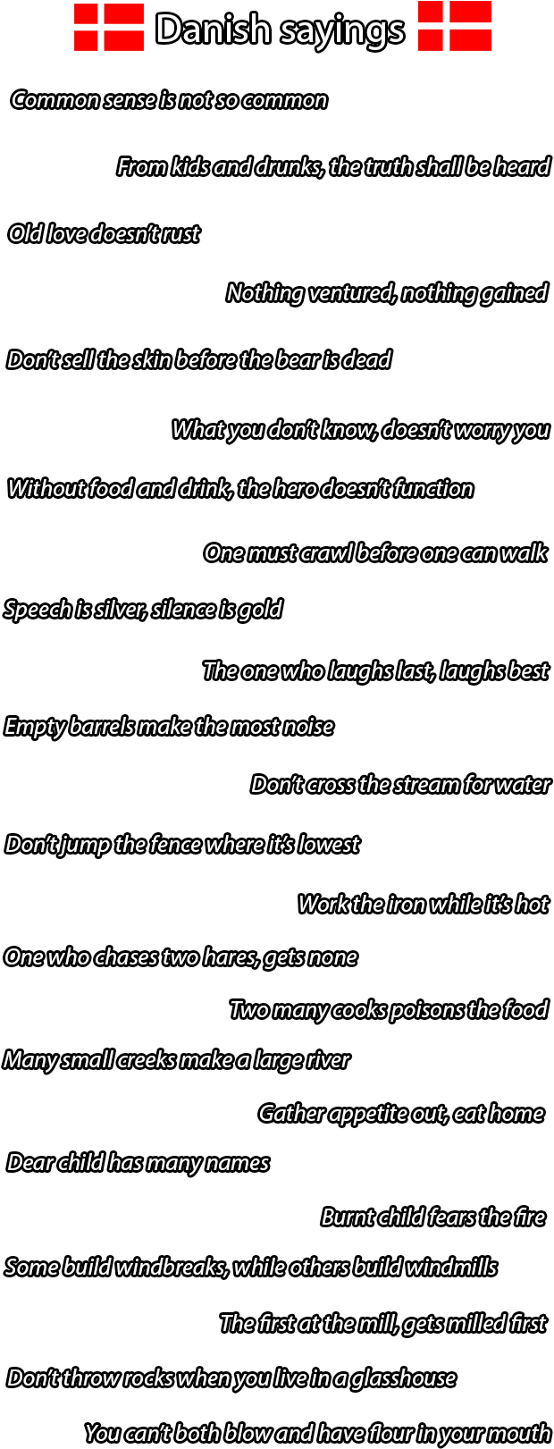 Most Of These Sound Better In Danish, But You Get The - Denmark Sayings (624x1656), Png Download