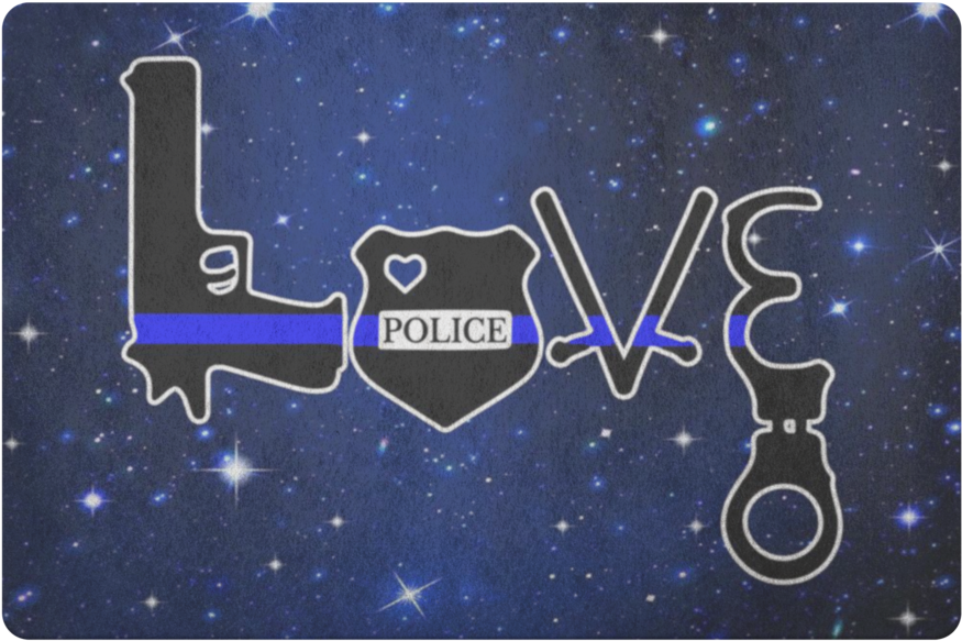Love Thin Blue Line Door Mat - Door Mats (900x900), Png Download