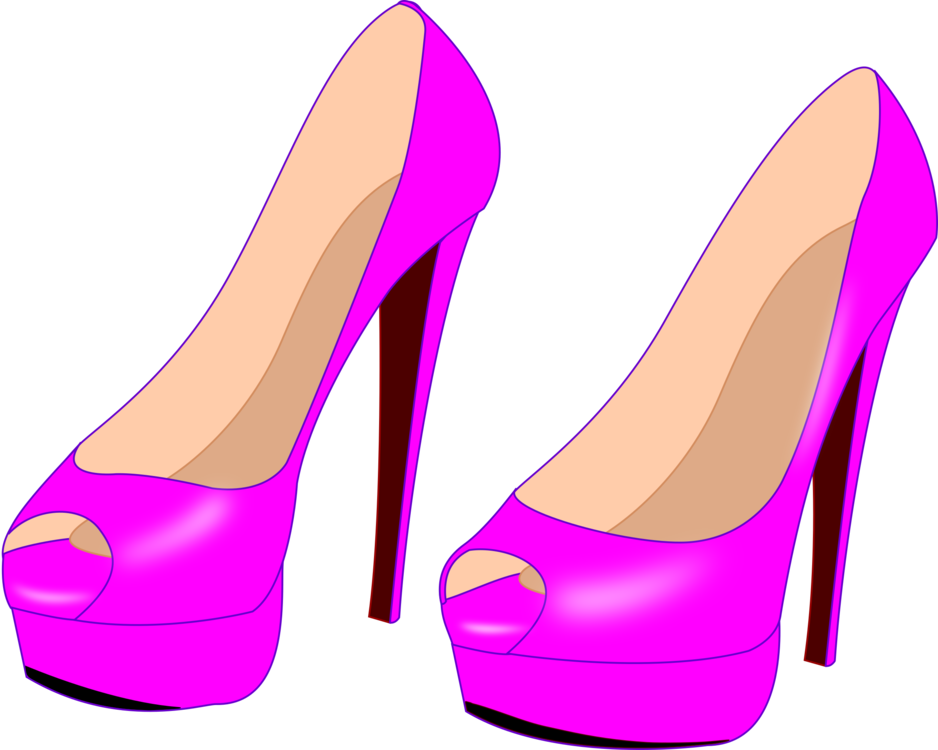 High-heeled Shoe Stiletto Heel Court Shoe - Desenho De Sapato De Salto Vermelho (938x750), Png Download