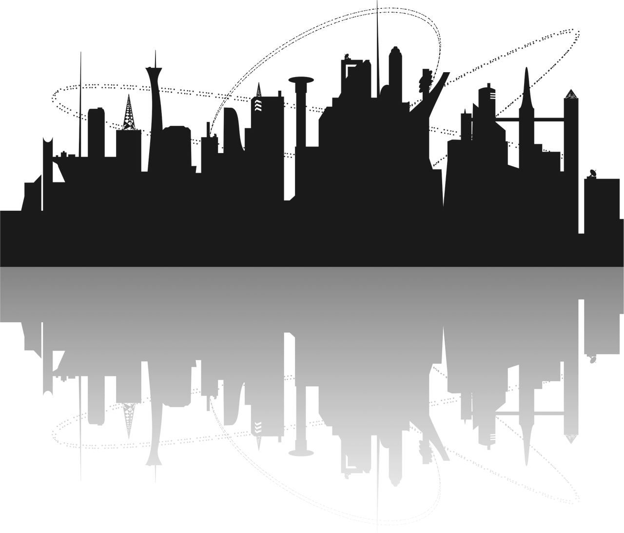City Silhouette Futuristic - Silhouette New York City Sky Line (1280x1093), Png Download