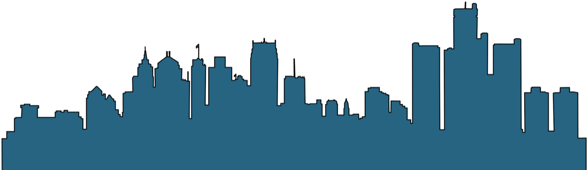 Detroit Skyline Silhouette - Detroit City Skyline Silhouette (1200x356), Png Download